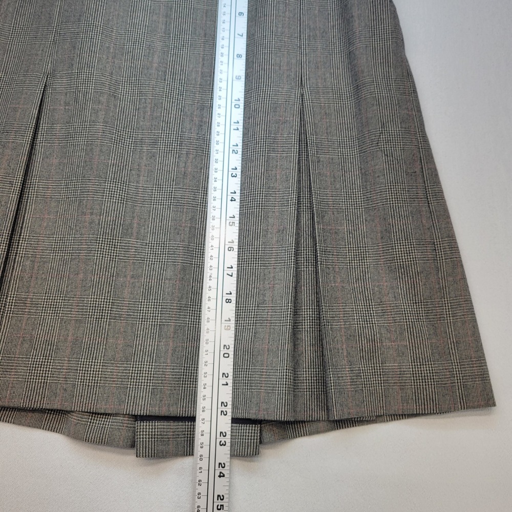 Brooks Brothers 346 Blazer+Skirt 2-pc Set Women 8 Gray Plaid Wool A-Line Pleated - Picture 15 of 16